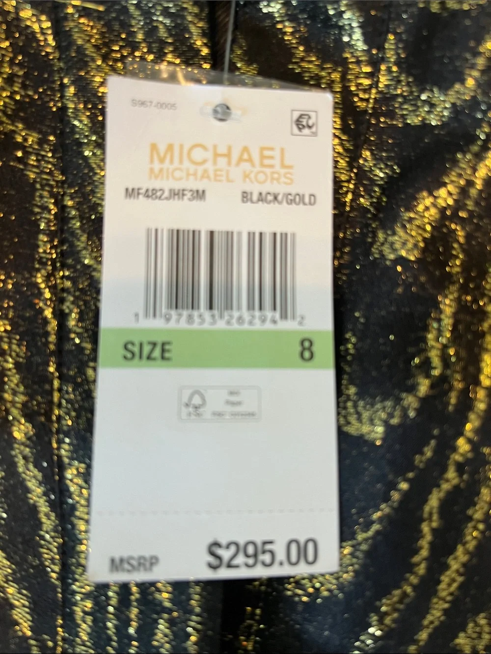 Michael Kors Black Tunic with Gold Wave Pattern